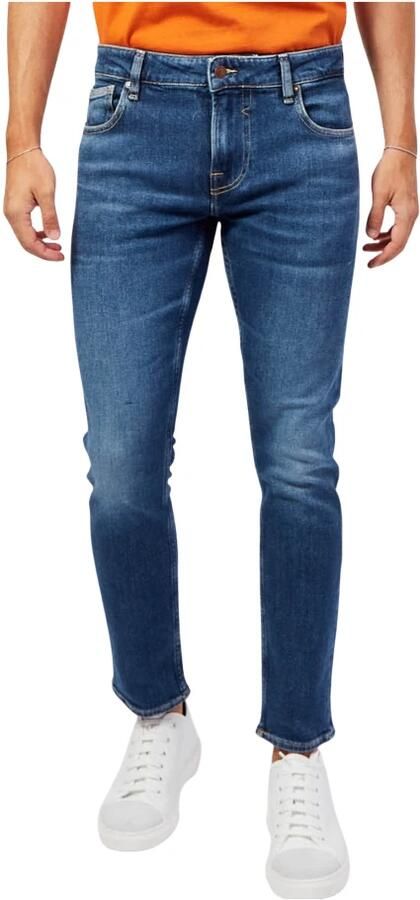 Guess Blauwe Skinny Jeans met Gewassen Effect Blue Heren - Foto 8