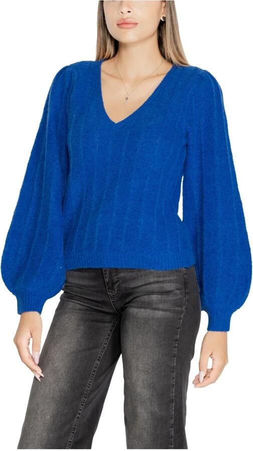 Guess Gestructureerde Gebreide Trui Herfst Winter Collectie Blue Dames - Foto 2