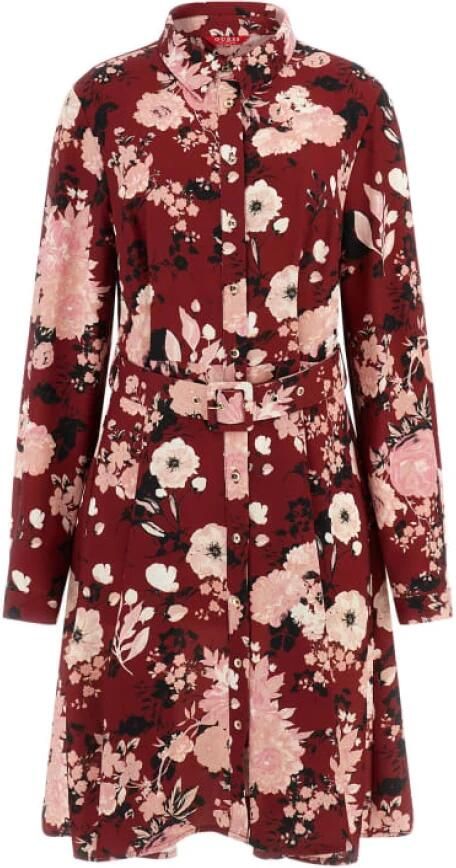 Guess Bloemenjurk Rood Rechte Pasvorm Multicolor Dames