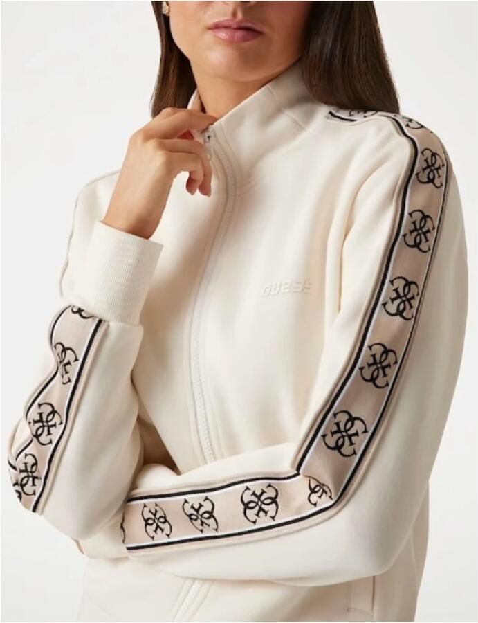 Guess Sweatshirt met ritssluiting lange mouwen en voorzakken White Dames