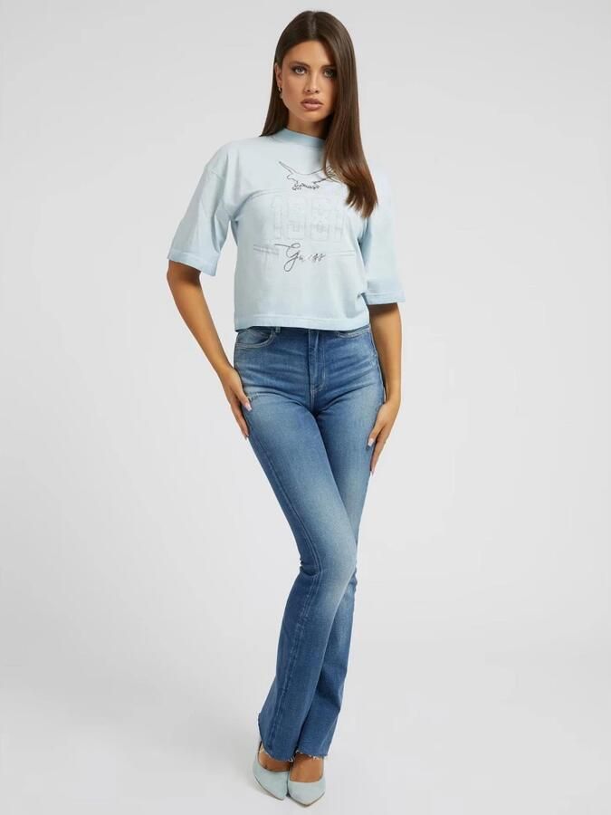 Guess Blauwe effen jeans met ritssluiting en knoopsluiting voor vrouwen Blue Dames - Foto 4