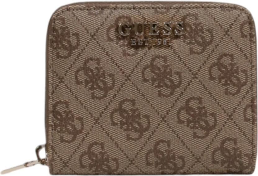 Guess Bruine Bedrukte Portemonnee met Ritssluiting Brown Dames - Foto 3