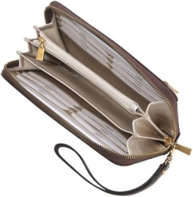 Guess Bruine PU Leren Portemonnee met Metalen Logo Brown Dames