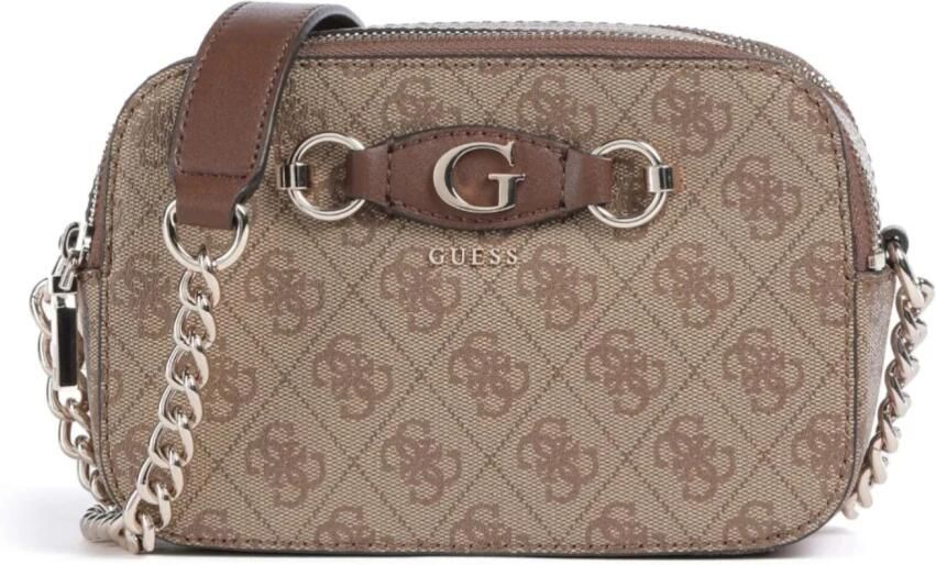 Guess Bruine Schoudertas met All-Over Logo Brown Dames