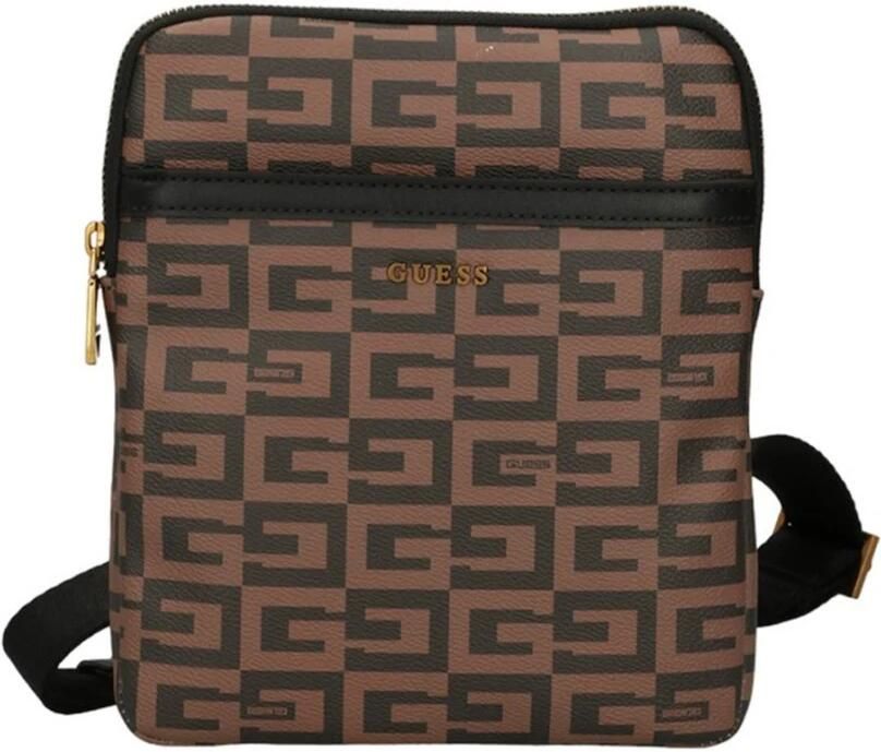 Guess Bruine Schoudertas Escape Top Zip Crossbody Flat