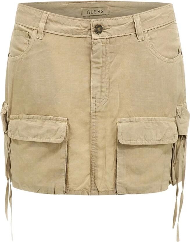 Guess Cargo Mini Rok Beige Rechte Snit Beige Dames - Foto 4