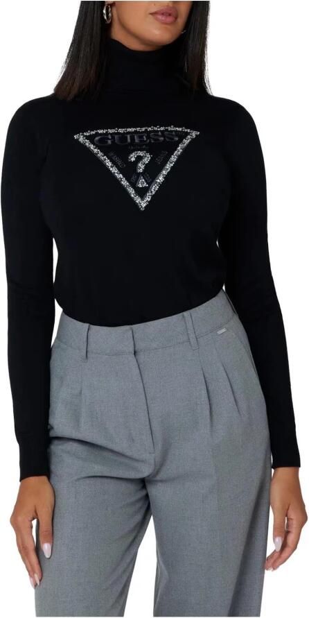 Guess Chique Triangle Logo Gebreide Trui Black Dames