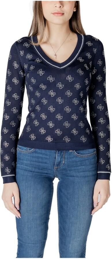 Guess Chique V-hals Gebreide Trui in Blauw Blue Dames - Foto 4