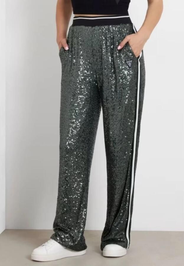 Guess Activewear Straight fit stoffen broek met pailletten model 'SEQUINS'