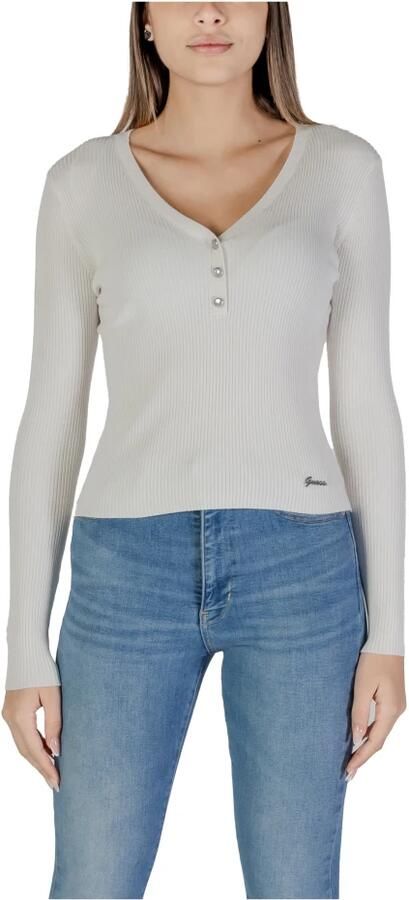 Guess V-hals Gebreide Trui met Borduurwerk White Dames - Foto 8