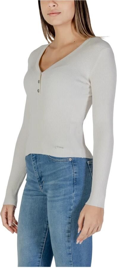 Guess V-hals Gebreide Trui met Borduurwerk White Dames - Foto 2