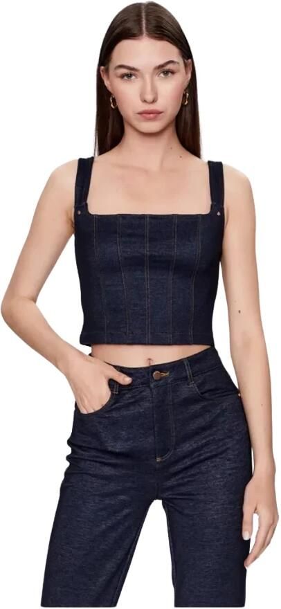 Guess Denim Korset Top Blauw Blue Dames - Foto 4