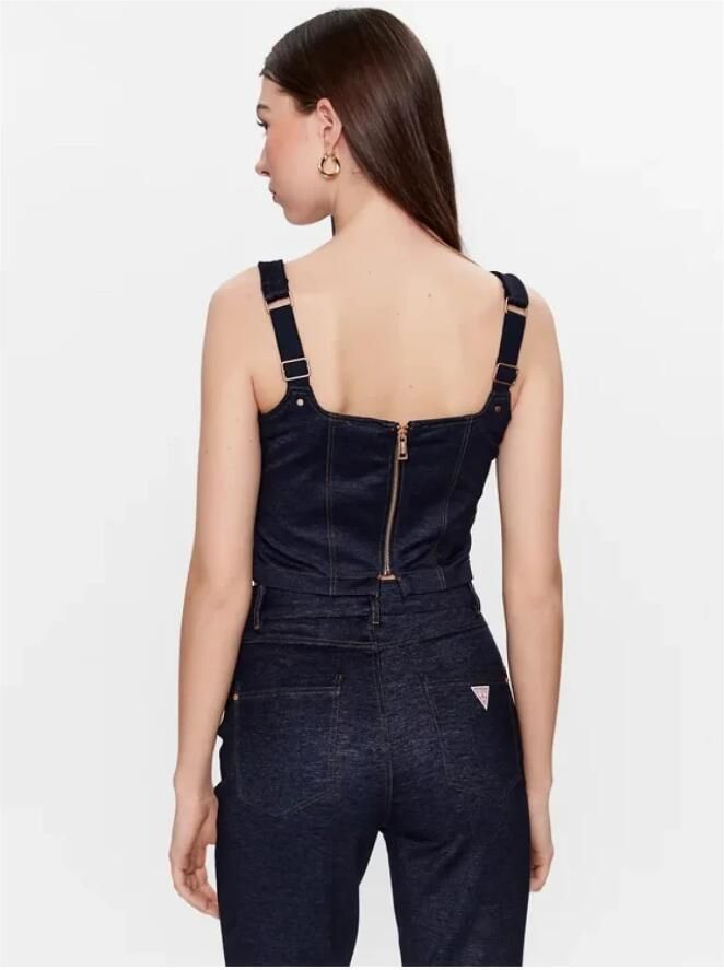 Guess Denim Korset Top Blauw Blue Dames