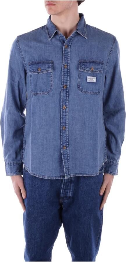 Guess Denim Logo Frontale Shirt Twee Zakken Blue Heren - Foto 6