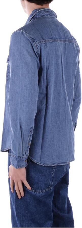Guess Denim Logo Frontale Shirt Twee Zakken Blue Heren - Foto 3
