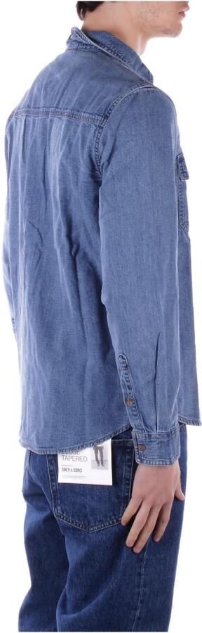 Guess Denim Logo Frontale Shirt Twee Zakken Blue Heren - Foto 5