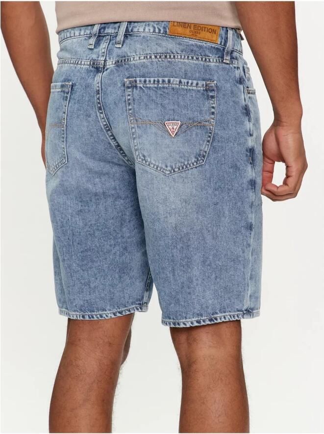 Guess Blauwe Bermuda Shorts voor Heren Gewassen Effect Blue Heren - Foto 2