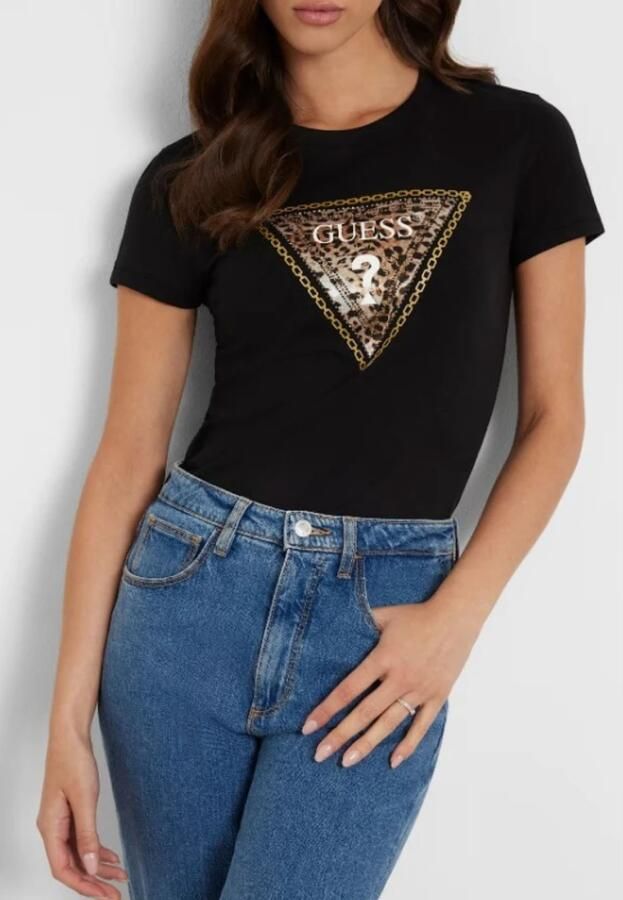 Guess Triangle Leo T-Shirt Herfst Winter Collectie Black Dames - Foto 4