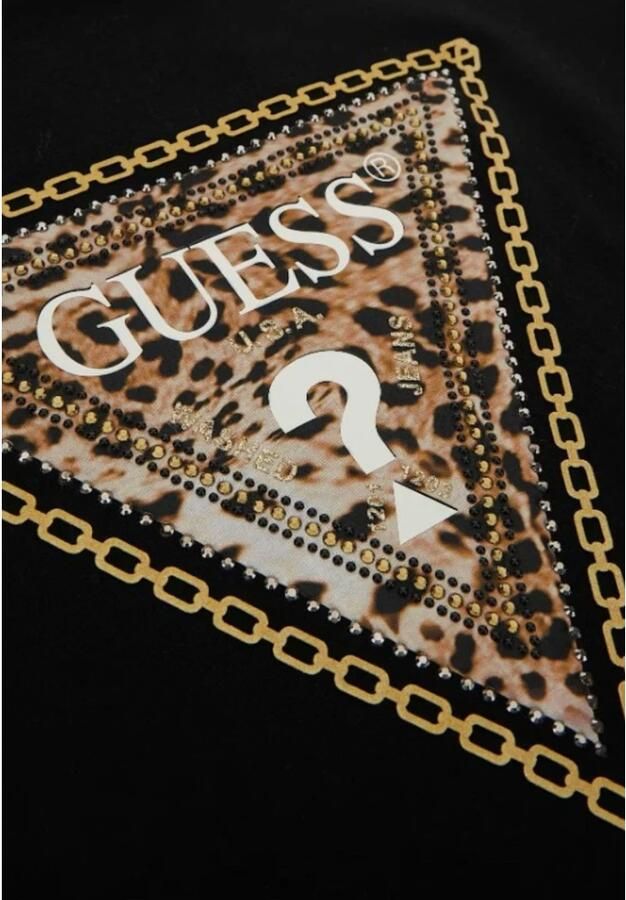 Guess Triangle Leo T-Shirt Herfst Winter Collectie Black Dames