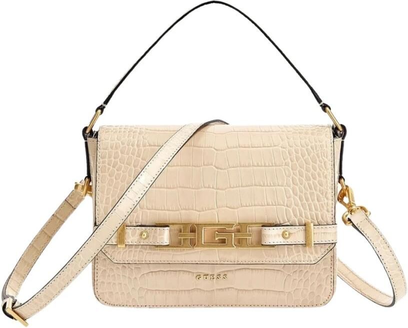Guess Echt lederen schoudertas Croco patroon Beige Dames - Foto 3