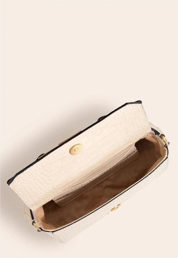 Guess Echt lederen schoudertas Croco patroon Beige Dames