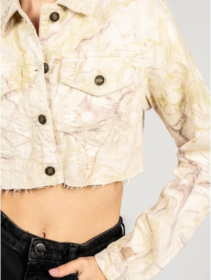 Guess Eenvoudige Korte Jas met Uniek Patroon Green Dames