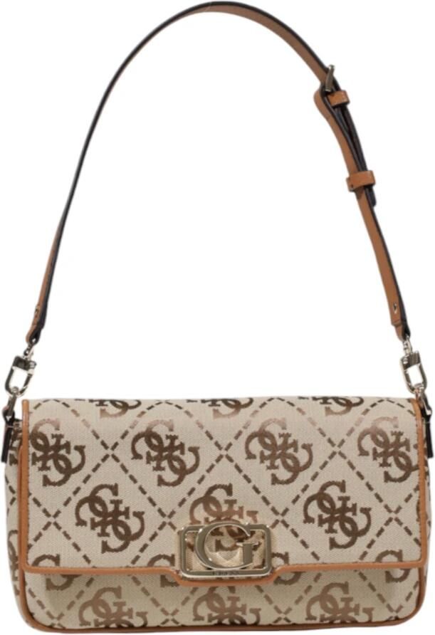 Guess Stijlvolle Schoudertas met Clip-sluiting Beige Dames - Foto 8