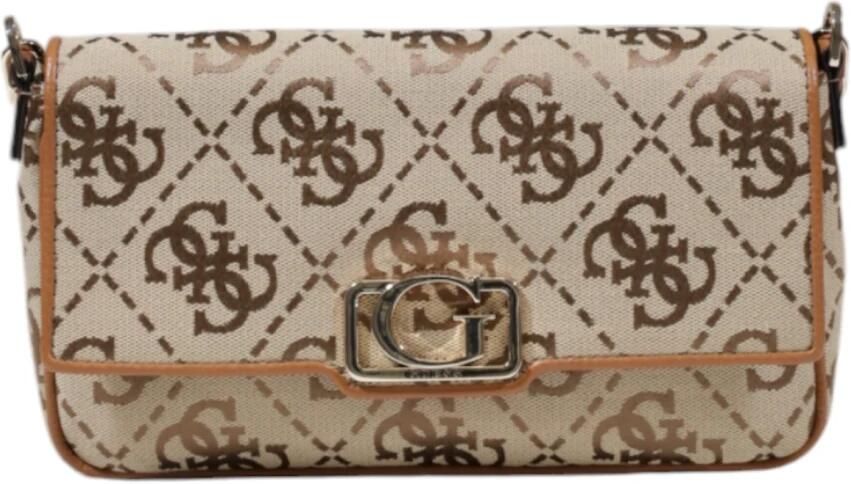 Guess Stijlvolle Schoudertas met Clip-sluiting Beige Dames - Foto 11