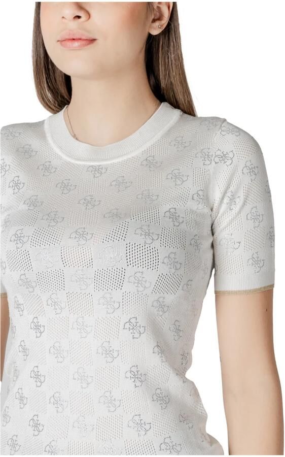 Guess Elegante korte mouw gebreide top White Dames