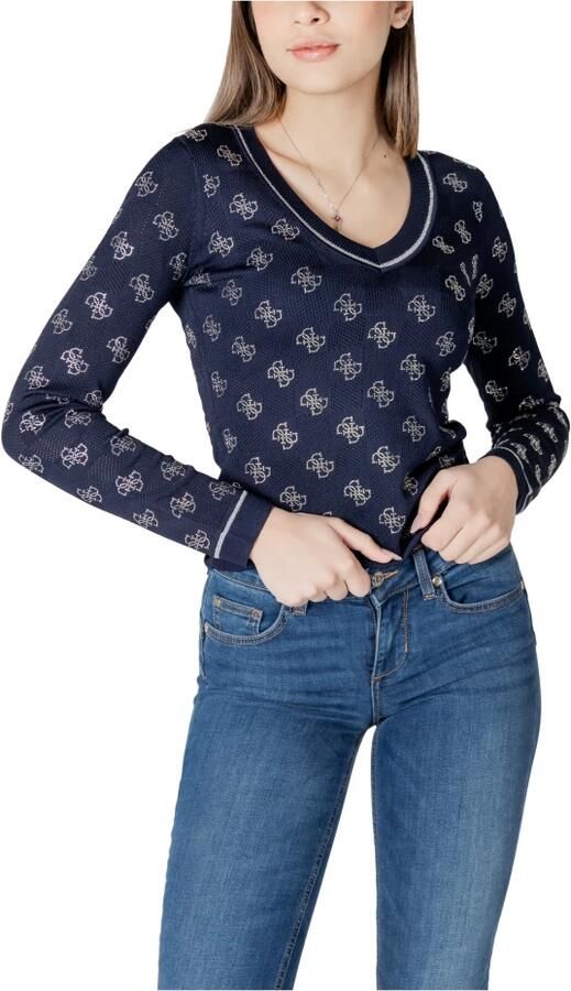 Guess Chique V-hals Gebreide Trui in Blauw Blue Dames - Foto 2