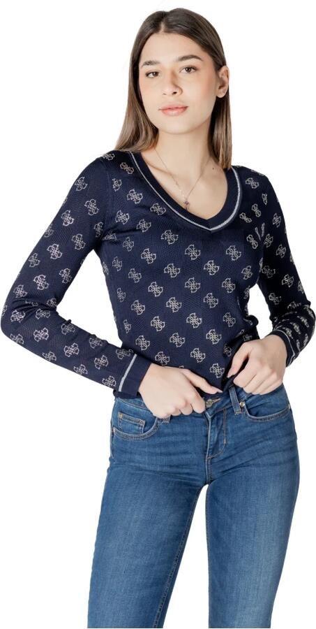 Guess Chique V-hals Gebreide Trui in Blauw Blue Dames - Foto 3