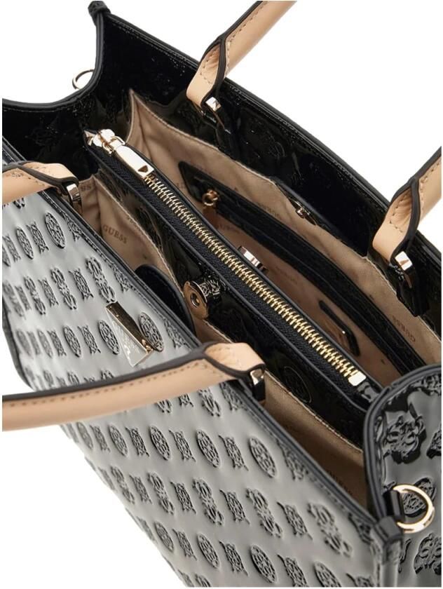 Guess Elegante Zwarte Handtas met Gouden Details Black Dames