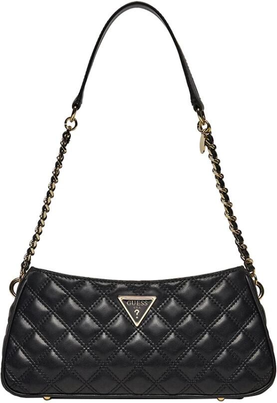Guess Elegante zwarte schoudertas met gouden details Black Dames