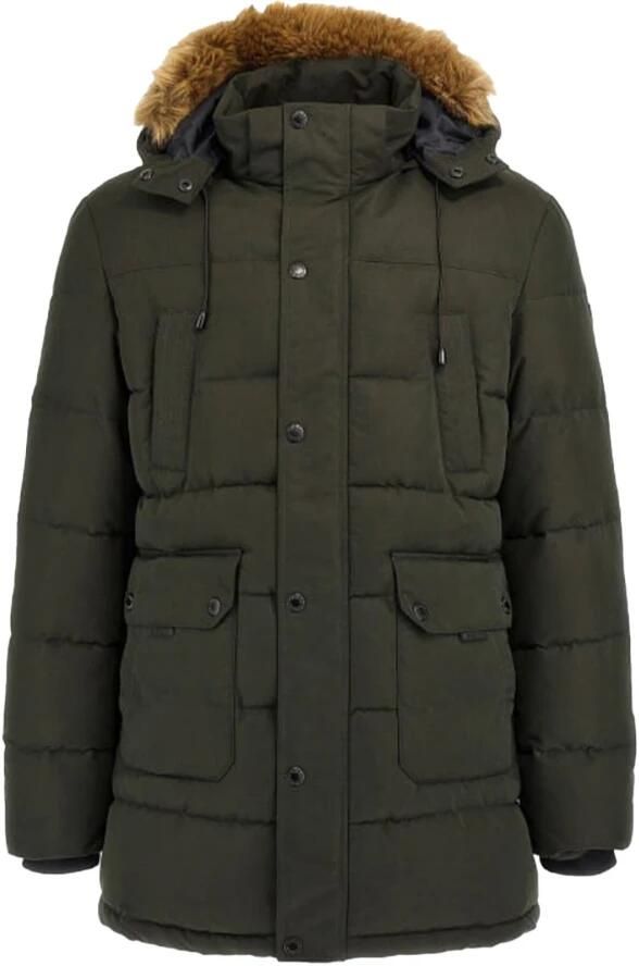 Guess Faux Fur Hooded Puffer Jacket Green Heren - Foto 4