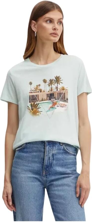 Guess Gedrukt Strass T-shirt Groen Blue Dames - Foto 3
