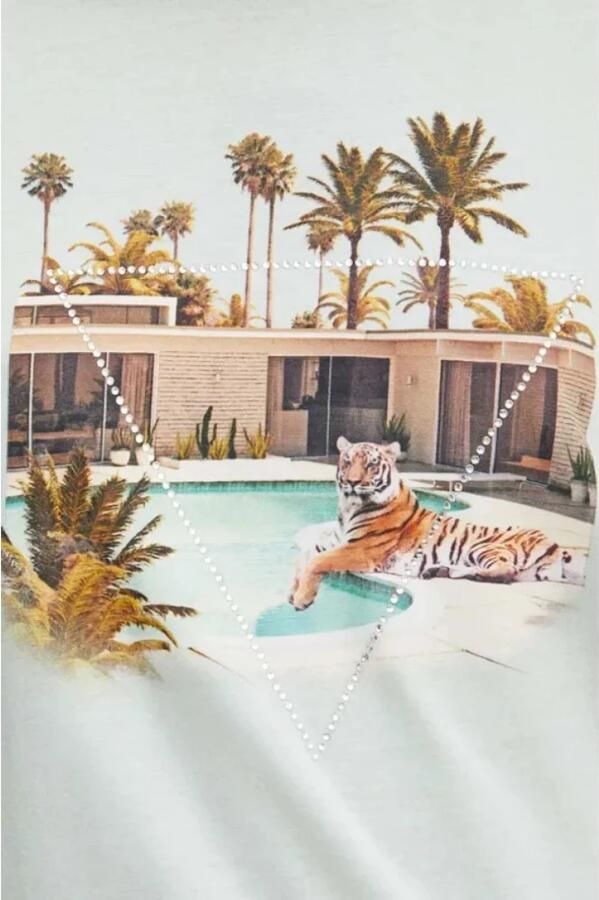 Guess Gedrukt Strass T-shirt Groen Blue Dames