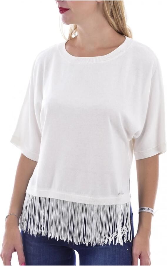 Guess Gefranst gebreid topje White Dames