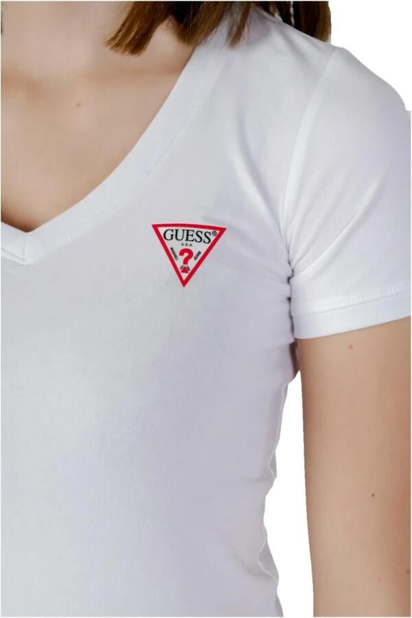 Guess Effen katoenen T-shirt Aansluitende V-hals White Heren