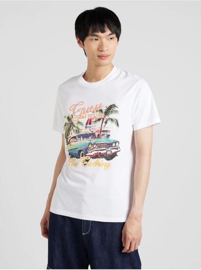 Guess Geprint T-shirt Regular Fit White Heren