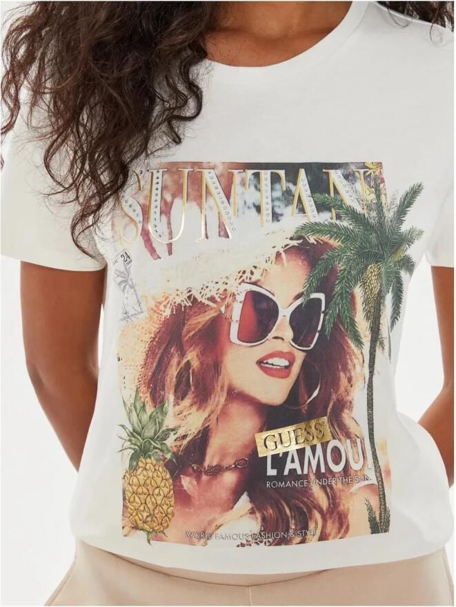 Guess Geprint T-shirt van katoen White Dames - Foto 2