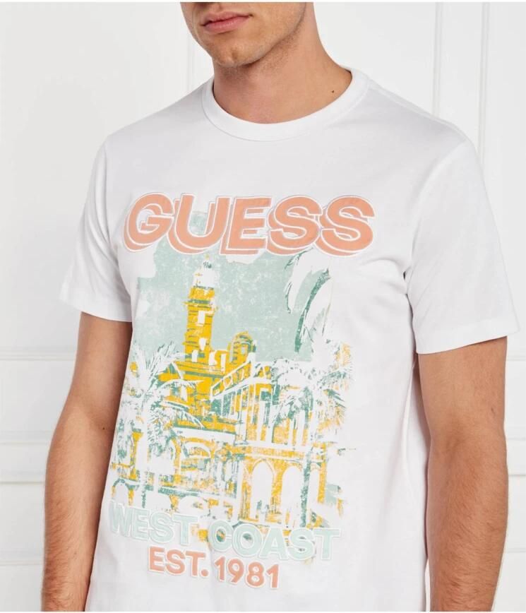 Guess Geprint T-shirt van katoen White Heren