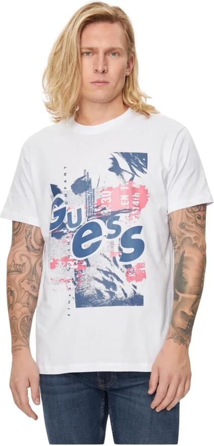Guess Geprint T-shirt van katoen White Heren - Foto 3