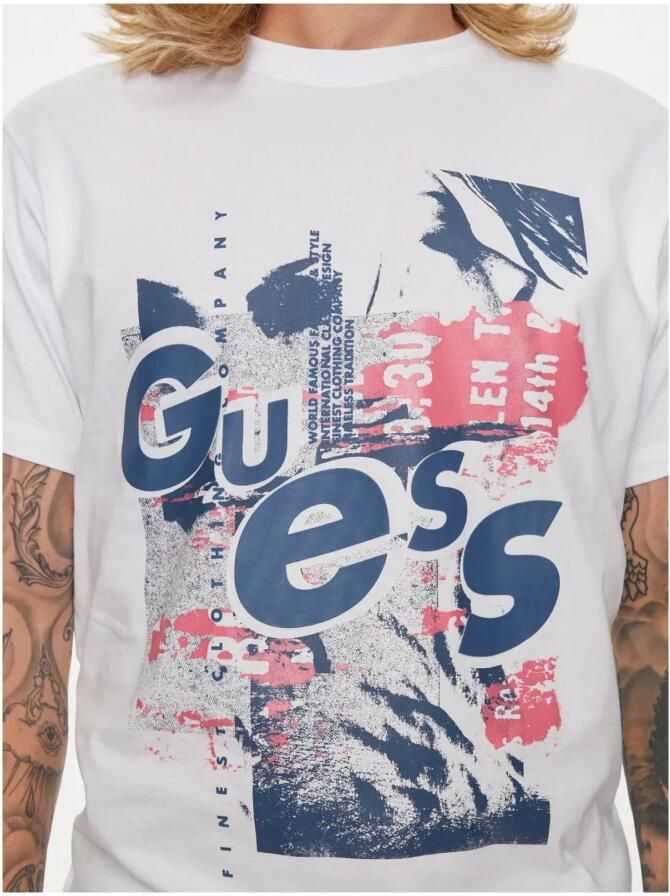 Guess Geprint T-shirt van katoen White Heren