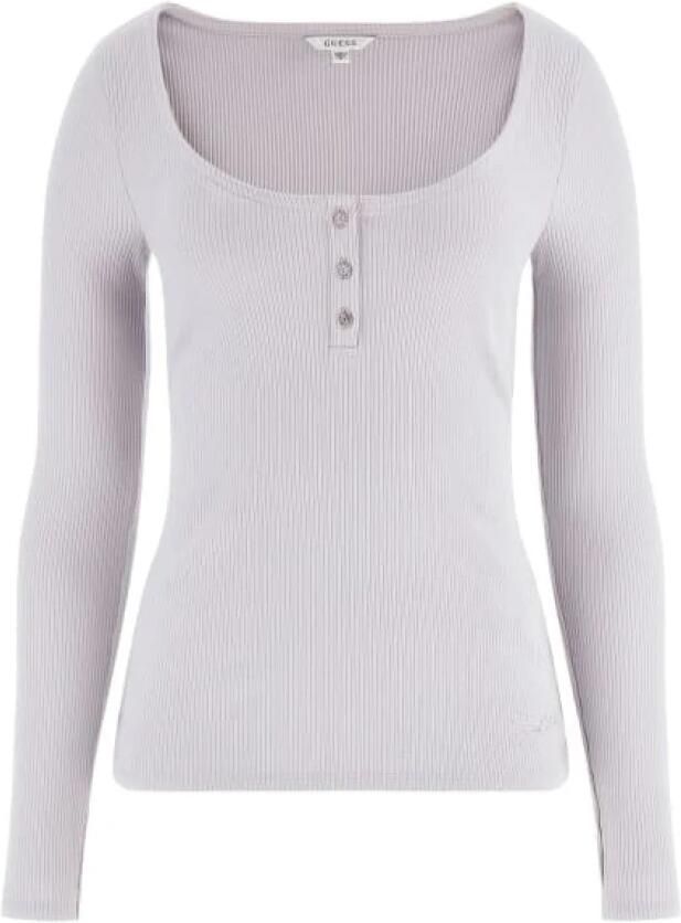 Guess Geribbeld T-shirt met lange mouwen Gray Dames - Foto 3