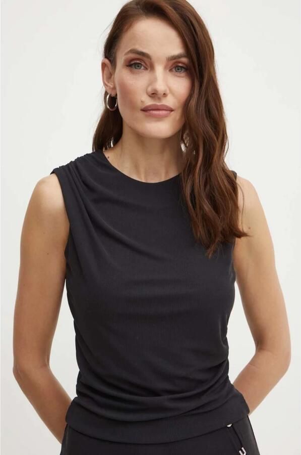 Guess Geribbelde Mouwloze Top Zwart Black Dames - Foto 2