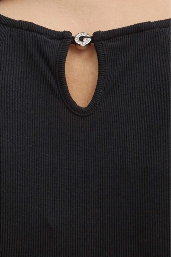 Guess Geribbelde Mouwloze Top Zwart Black Dames