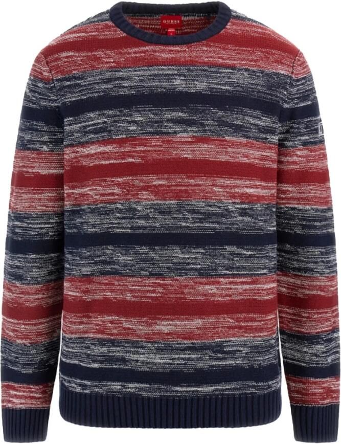 Guess Gestreepte Katoenen Trui Blauw Multicolor Heren