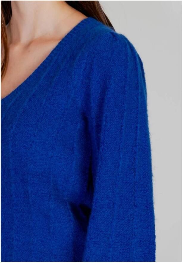 Guess Gestructureerde Gebreide Trui Herfst Winter Collectie Blue Dames