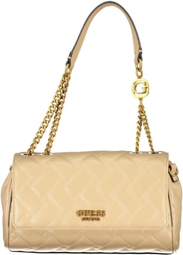 Guess Beige Handtas met Kettingriem en Meerdere Compartimenten Beige Dames - Foto 3