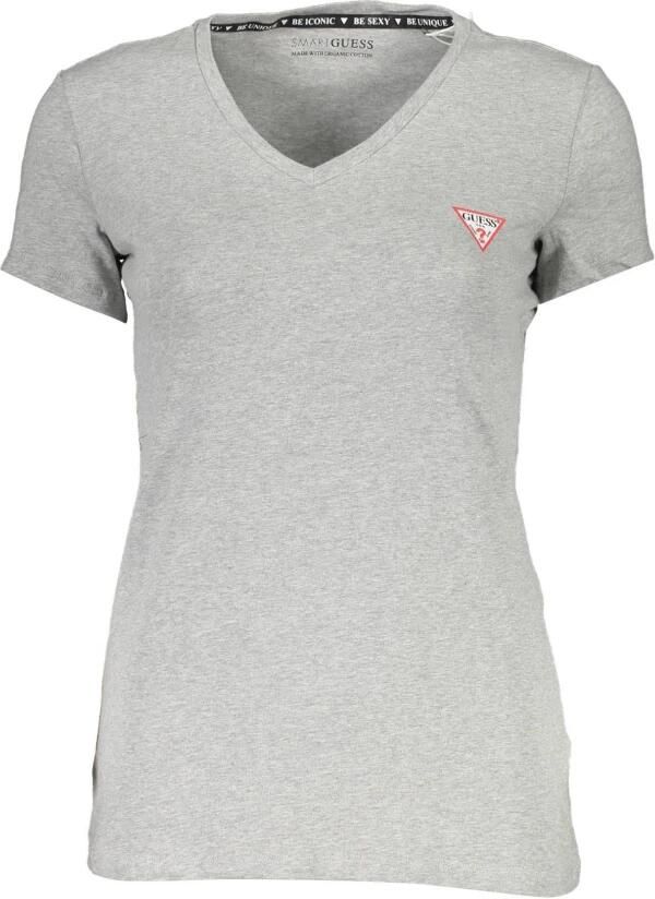Guess Grijze V-Neck Logo Tee Gray Dames